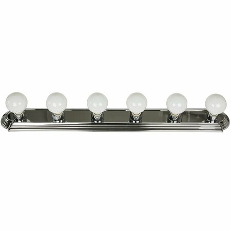 SUNLITE Art Deco Style Brushed Nickel Vanity Light Fixture, 36-Inch, 6 Medium Base Sockets, Dimmable 41308-SU